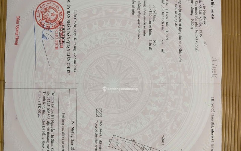 Cần tiền bán gấp lô đất mặt tiền đường Âu Cơ, gần Khu công nghiệp Hòa Khánh, cách chợ Hòa Khánh và trường ĐH hơn 1km